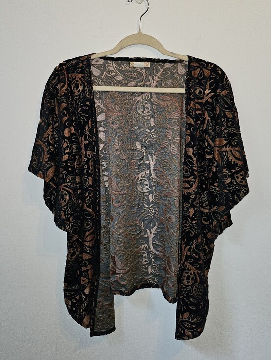 Billabong Jackets & Blazers - Billabong Black and Orange Sheer Short Sleeve Cover Up Medium
